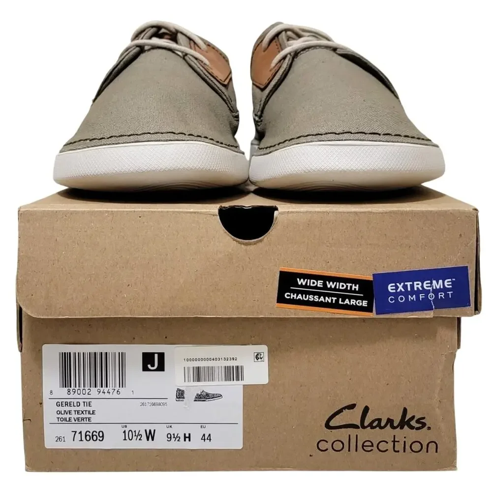 Clarks Men Gereld Tie Casual Derby Oxford Sneakers Size US 10.5W Olive Green